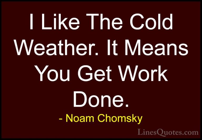 Noam Chomsky Quotes (83) - I Like The Cold Weather. It Means You ... - QuotesI Like The Cold Weather. It Means You Get Work Done.