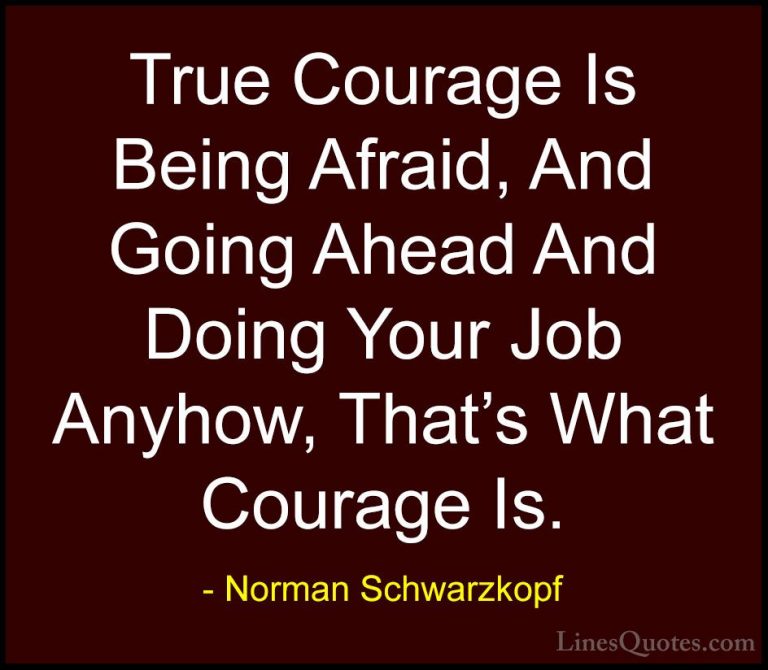 Norman Schwarzkopf Quotes (17) - True Courage Is Being Afraid, An... - QuotesTrue Courage Is Being Afraid, And Going Ahead And Doing Your Job Anyhow, That's What Courage Is.