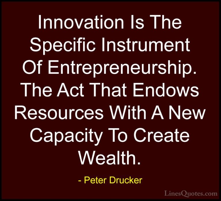 Peter Drucker Quotes (14) - Innovation Is The Specific Instrument... - QuotesInnovation Is The Specific Instrument Of Entrepreneurship. The Act That Endows Resources With A New Capacity To Create Wealth.