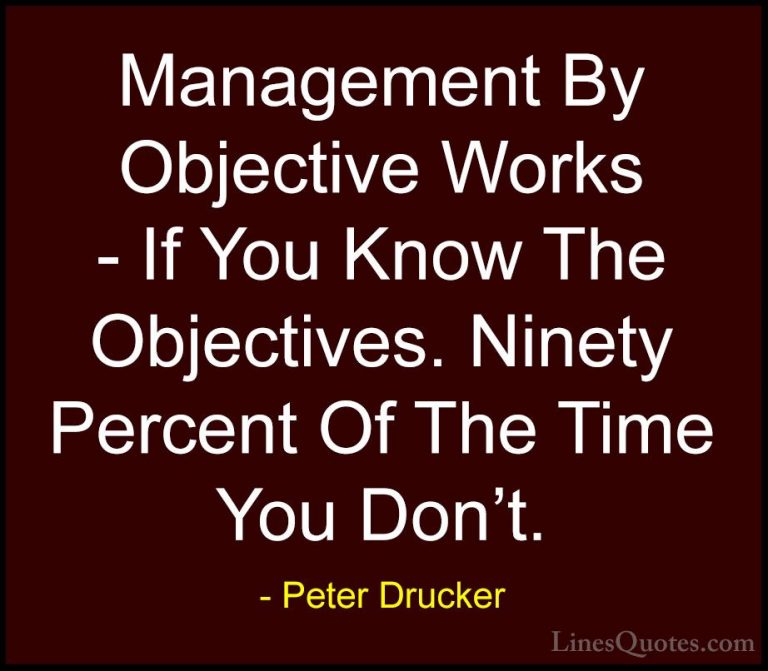 Peter Drucker Quotes (41) - Management By Objective Works - If Yo... - QuotesManagement By Objective Works - If You Know The Objectives. Ninety Percent Of The Time You Don't.