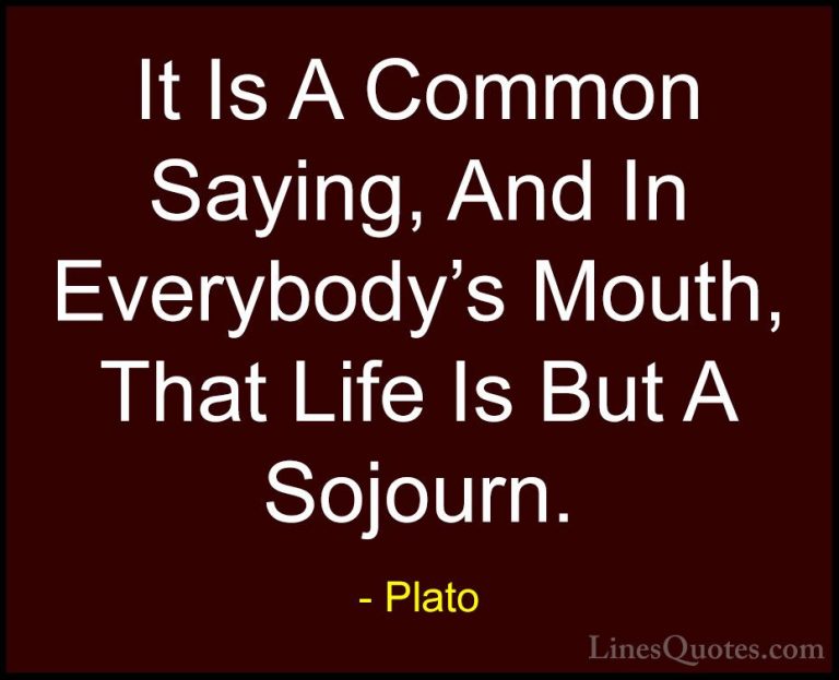 Plato Quotes (137) - It Is A Common Saying, And In Everybody's Mo... - QuotesIt Is A Common Saying, And In Everybody's Mouth, That Life Is But A Sojourn.