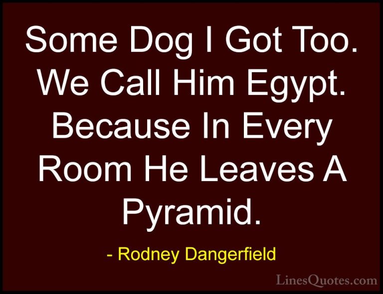 Rodney Dangerfield Quotes (31) - Some Dog I Got Too. We Call Him ... - QuotesSome Dog I Got Too. We Call Him Egypt. Because In Every Room He Leaves A Pyramid.