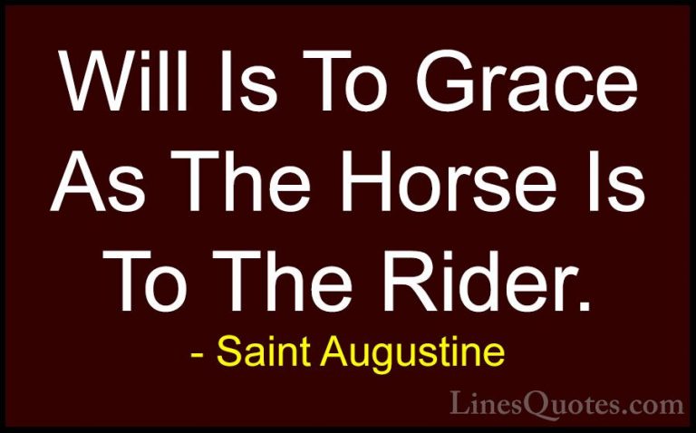 Saint Augustine Quotes (56) - Will Is To Grace As The Horse Is To... - QuotesWill Is To Grace As The Horse Is To The Rider.