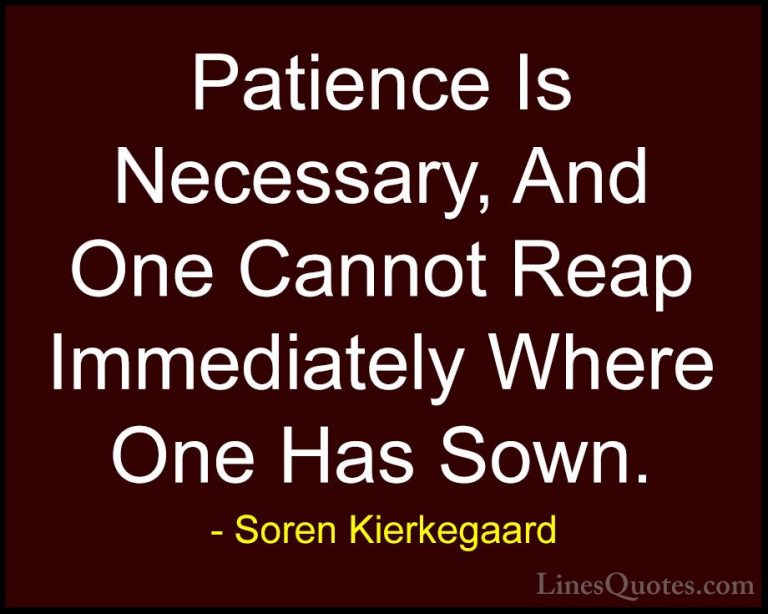 Soren Kierkegaard Quotes (15) - Patience Is Necessary, And One Ca... - QuotesPatience Is Necessary, And One Cannot Reap Immediately Where One Has Sown.