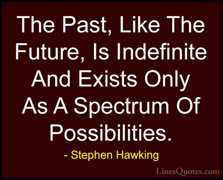 Stephen Hawking Quotes (39) - The Past, Like The Future, Is Indef... - QuotesThe Past, Like The Future, Is Indefinite And Exists Only As A Spectrum Of Possibilities.