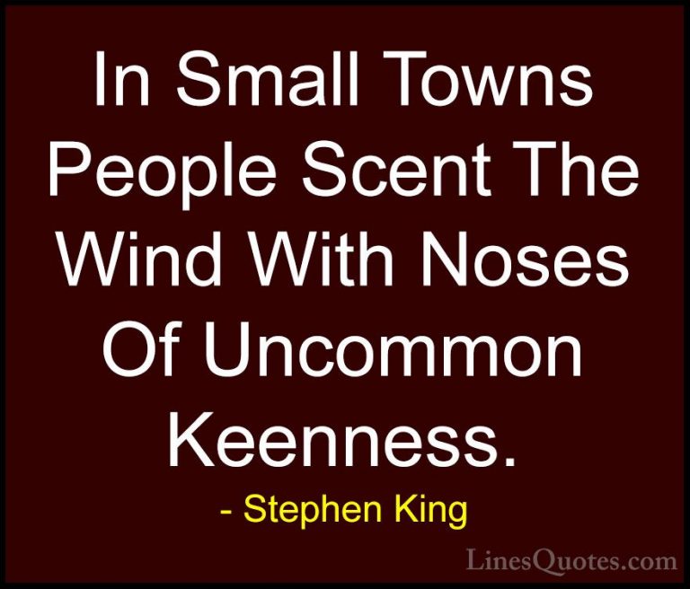 Stephen King Quotes (31) - In Small Towns People Scent The Wind W... - QuotesIn Small Towns People Scent The Wind With Noses Of Uncommon Keenness.