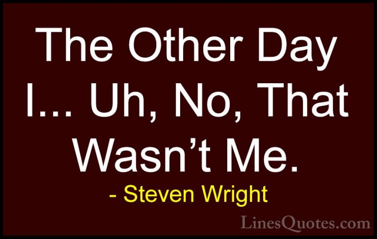 Steven Wright Quotes (154) - The Other Day I... Uh, No, That Wasn... - QuotesThe Other Day I... Uh, No, That Wasn't Me.