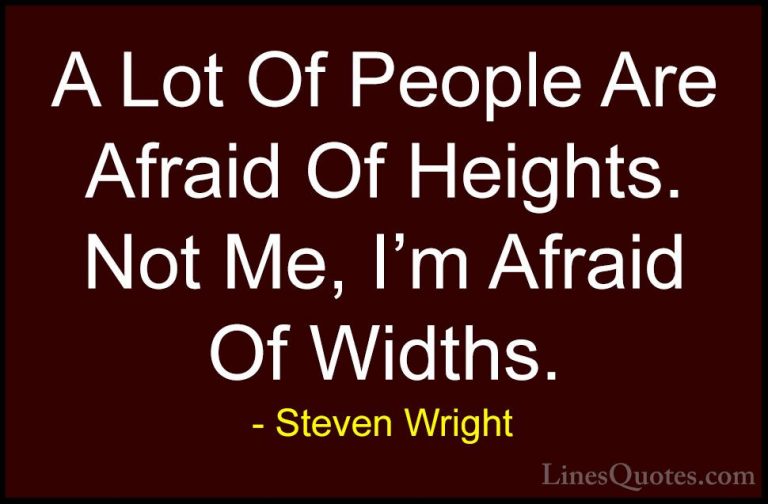 Steven Wright Quotes (22) - A Lot Of People Are Afraid Of Heights... - QuotesA Lot Of People Are Afraid Of Heights. Not Me, I'm Afraid Of Widths.