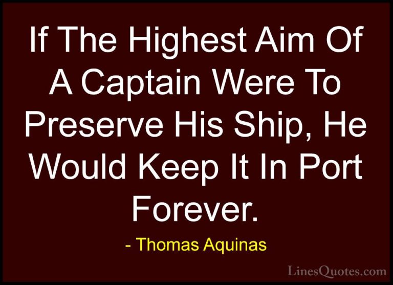 Thomas Aquinas Quotes (2) - If The Highest Aim Of A Captain Were ... - QuotesIf The Highest Aim Of A Captain Were To Preserve His Ship, He Would Keep It In Port Forever.