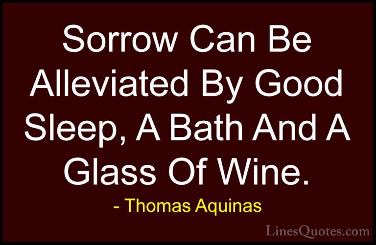 Thomas Aquinas Quotes (4) - Sorrow Can Be Alleviated By Good Slee... - QuotesSorrow Can Be Alleviated By Good Sleep, A Bath And A Glass Of Wine.