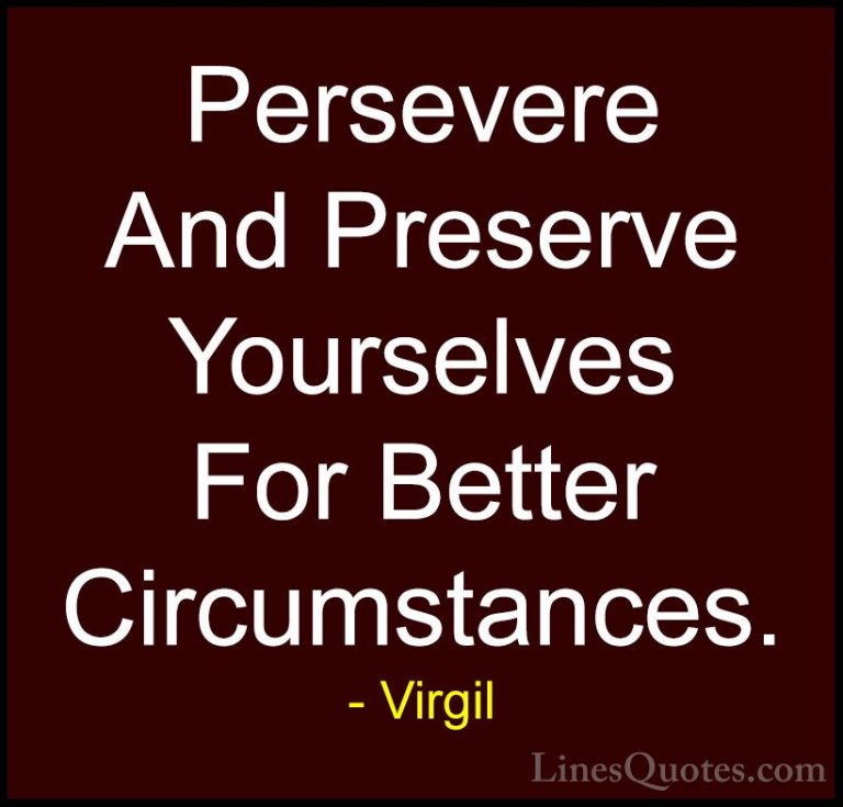 Virgil Quotes (47) - Persevere And Preserve Yourselves For Better... - QuotesPersevere And Preserve Yourselves For Better Circumstances.