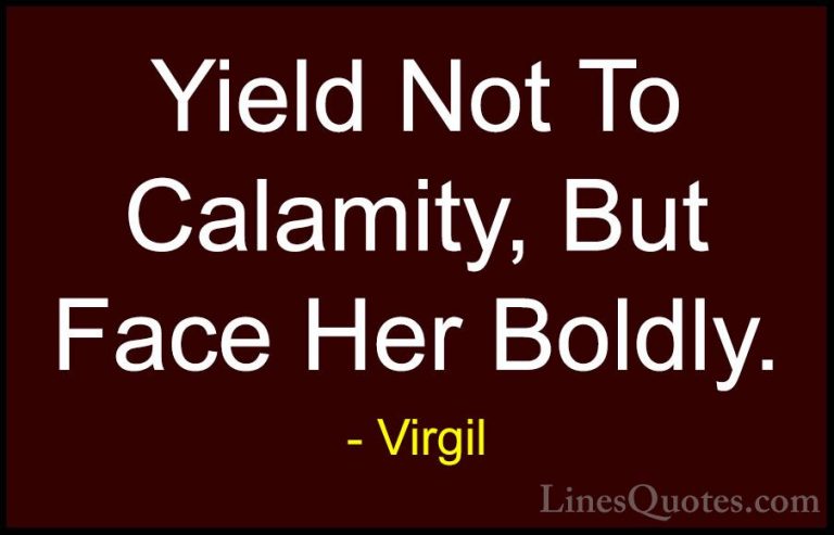 Virgil Quotes (75) - Yield Not To Calamity, But Face Her Boldly.... - QuotesYield Not To Calamity, But Face Her Boldly.
