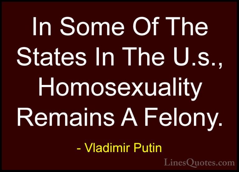 Vladimir Putin Quotes (122) - In Some Of The States In The U.s., ... - QuotesIn Some Of The States In The U.s., Homosexuality Remains A Felony.