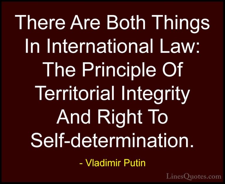 Vladimir Putin Quotes (82) - There Are Both Things In Internation... - QuotesThere Are Both Things In International Law: The Principle Of Territorial Integrity And Right To Self-determination.