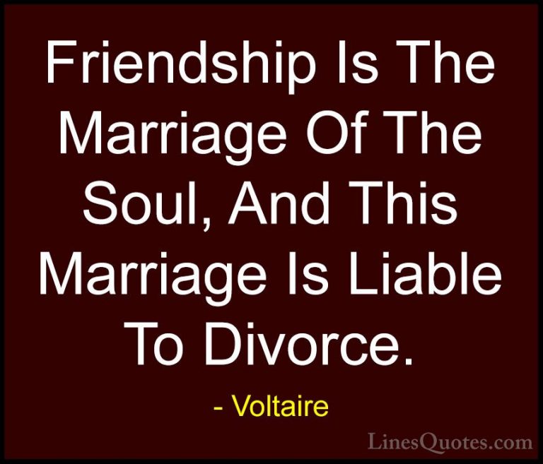 Voltaire Quotes (73) - Friendship Is The Marriage Of The Soul, An... - QuotesFriendship Is The Marriage Of The Soul, And This Marriage Is Liable To Divorce.