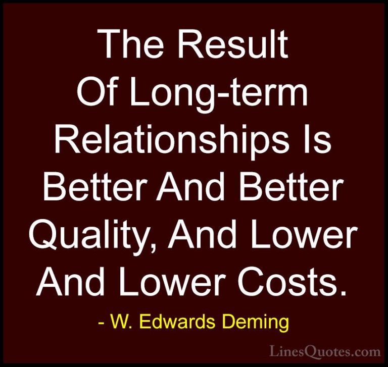 W. Edwards Deming Quotes (34) - The Result Of Long-term Relations... - QuotesThe Result Of Long-term Relationships Is Better And Better Quality, And Lower And Lower Costs.