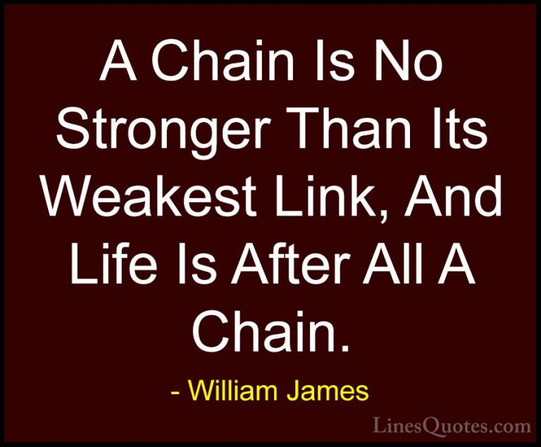 William James Quotes (24) - A Chain Is No Stronger Than Its Weake... - QuotesA Chain Is No Stronger Than Its Weakest Link, And Life Is After All A Chain.