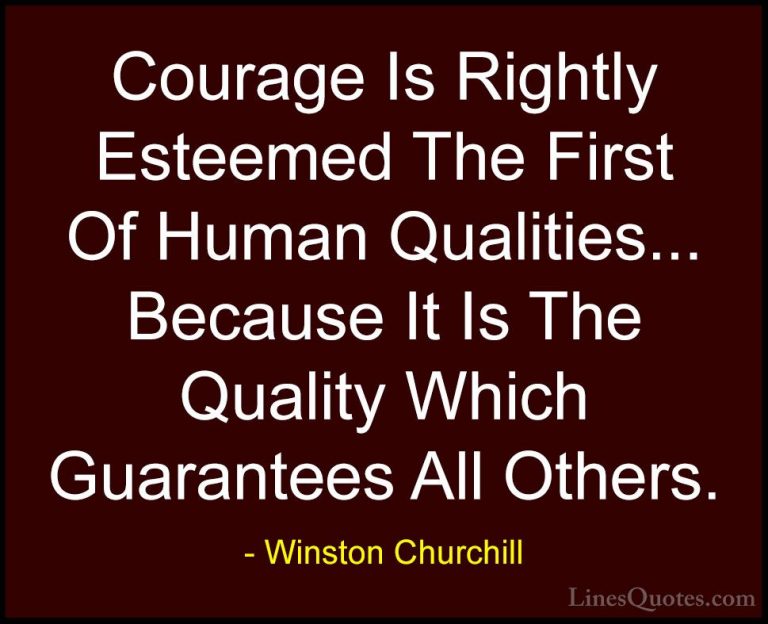 Winston Churchill Quotes (144) - Courage Is Rightly Esteemed The ... - QuotesCourage Is Rightly Esteemed The First Of Human Qualities... Because It Is The Quality Which Guarantees All Others.