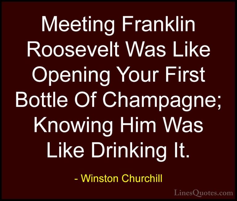 Winston Churchill Quotes (45) - Meeting Franklin Roosevelt Was Li... - QuotesMeeting Franklin Roosevelt Was Like Opening Your First Bottle Of Champagne; Knowing Him Was Like Drinking It.