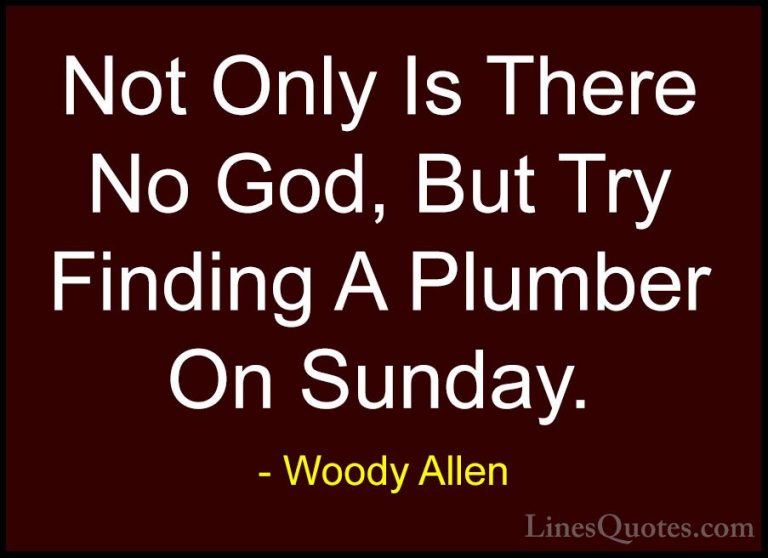 Woody Allen Quotes (31) - Not Only Is There No God, But Try Findi... - QuotesNot Only Is There No God, But Try Finding A Plumber On Sunday.