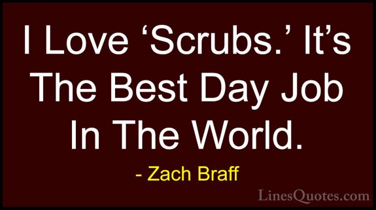 Zach Braff Quotes (41) - I Love 'Scrubs.' It's The Best Day Job I... - QuotesI Love 'Scrubs.' It's The Best Day Job In The World.